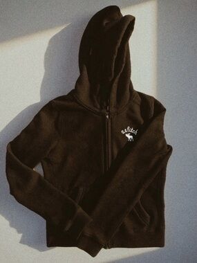 a&fitch Vintage Y2K Black Full Zip Hoodie with Outfield Logo